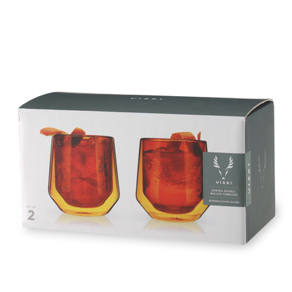 Aurora Double-Walled Tumblers in Amber Set of 2 - Decor Addict, LLC