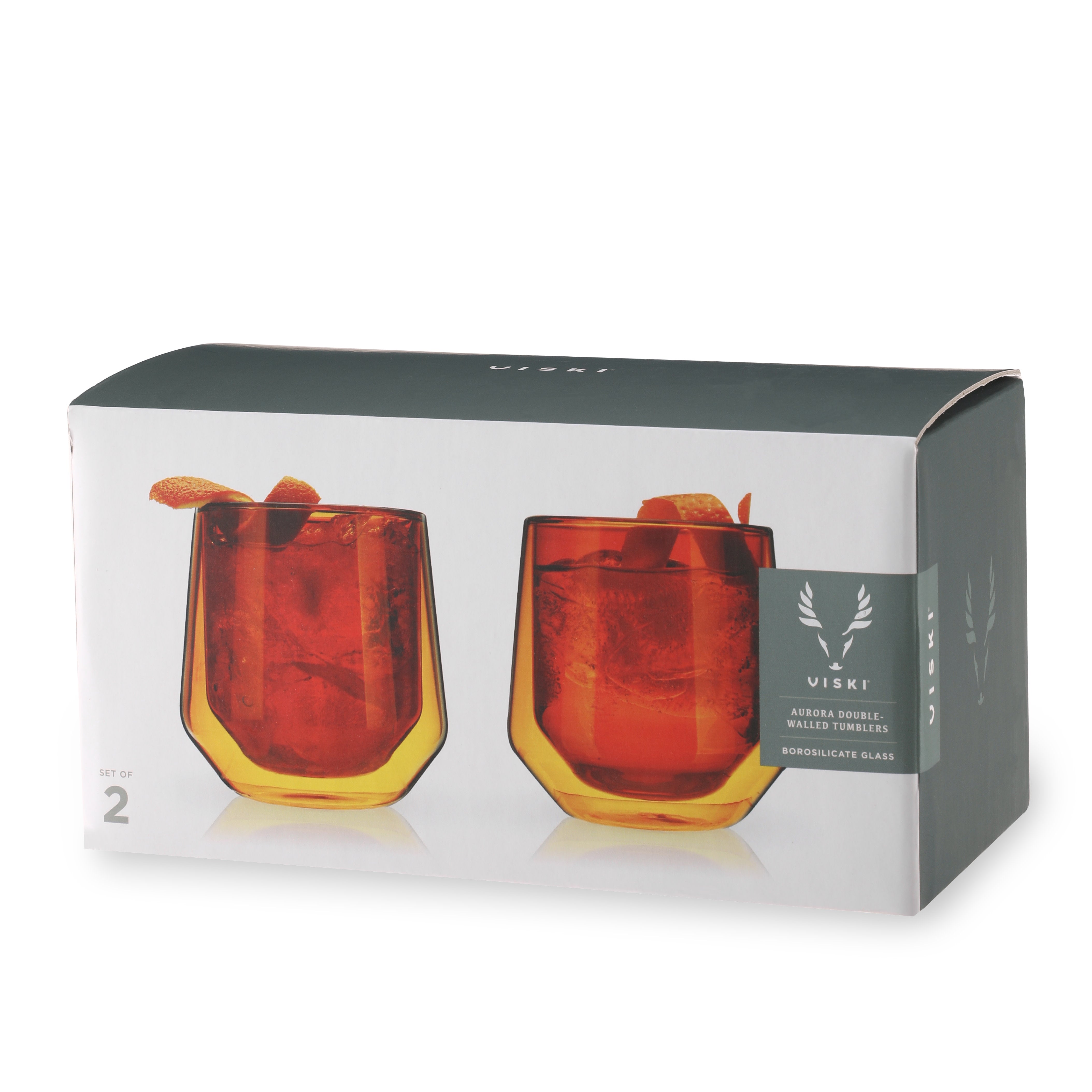 Aurora Double-Walled Tumblers in Amber Set of 2 - Decor Addict, LLC