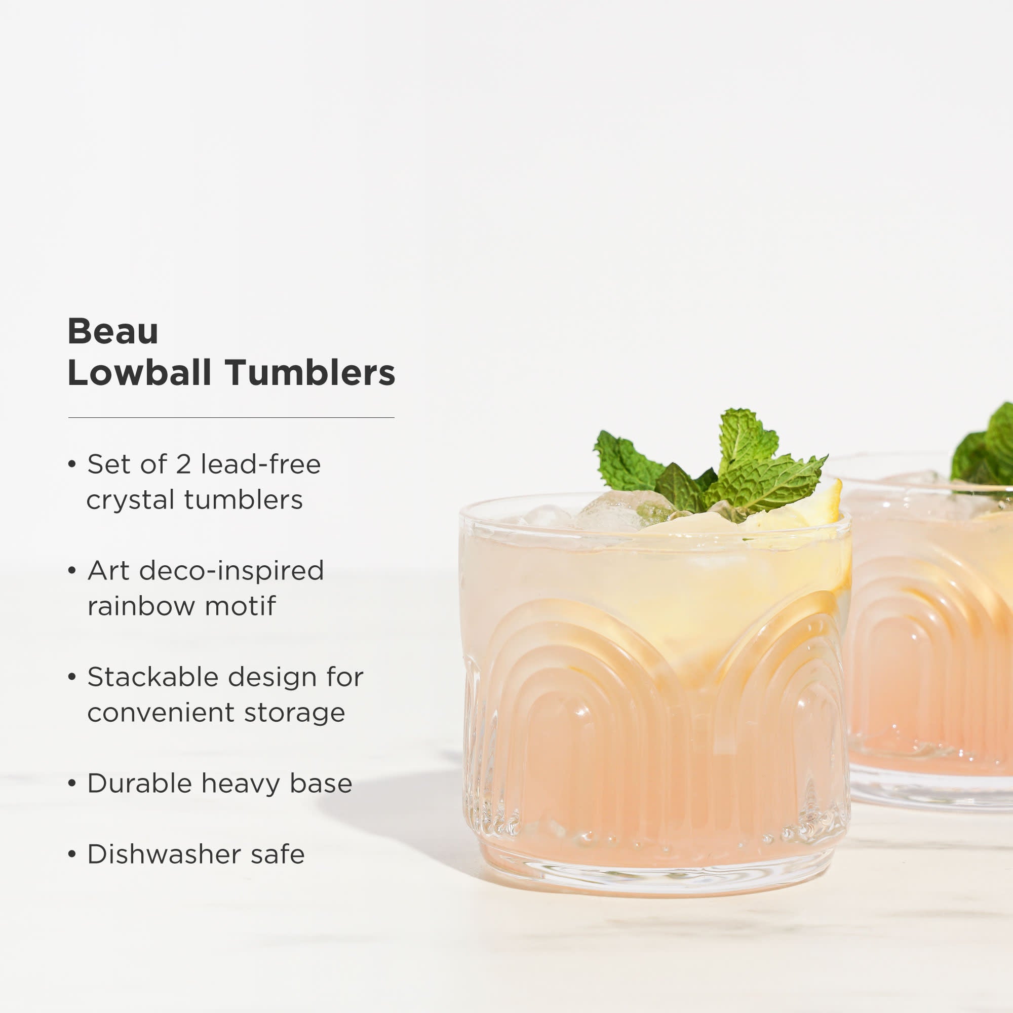 Beau Crystal Lowball Tumblers - Thumbnail 4