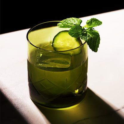 Admiral Crystal Rocks Glasses in Green Set of 2 - Decor Addict, LLC