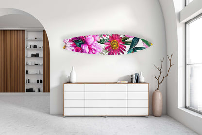 Bright Pink Floral Mural Acrylic Surfboard Wall Art - Decor Addict, LLC