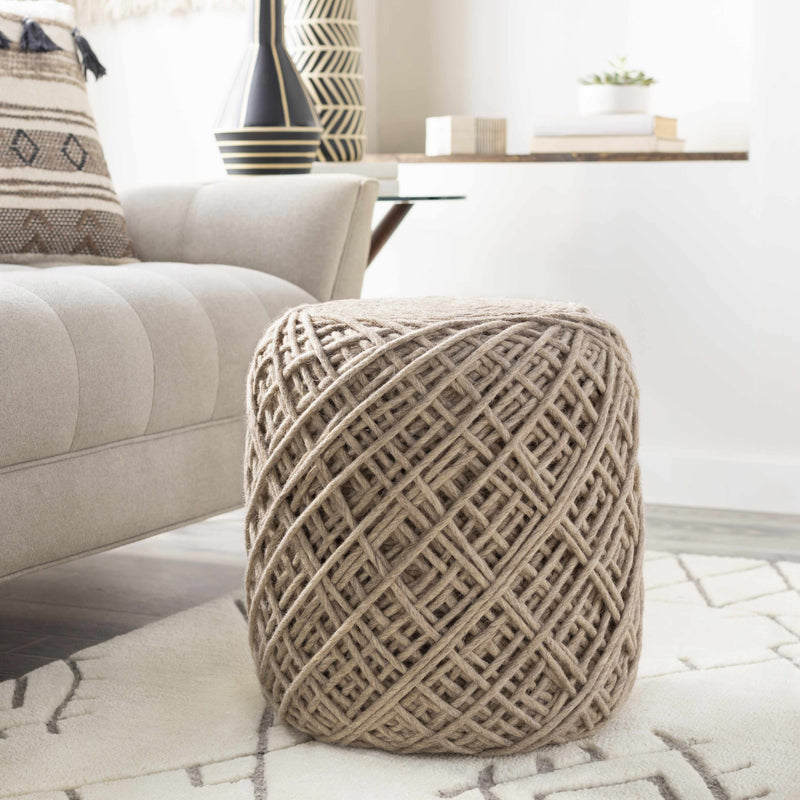 Bellingen Beige Pouf - Decor Addict, LLC