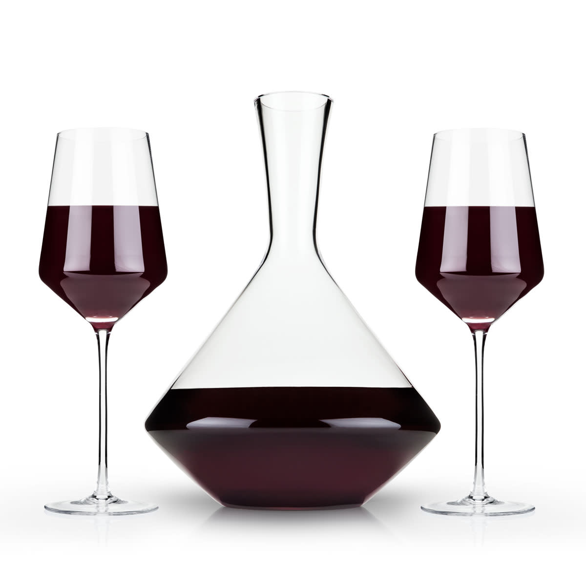 Raye Angled Crystal Bordeaux Decanter & Wine Glass Set - Thumbnail 2