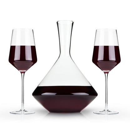 Raye Angled Crystal Bordeaux Decanter & Wine Glass Set - Decor Addict, LLC