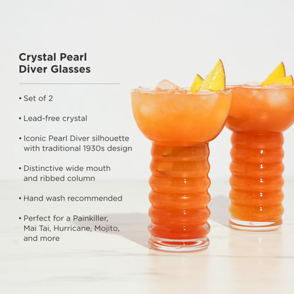 Pacific Crystal Pearl Diver Glasses Set of 2 - Decor Addict, LLC