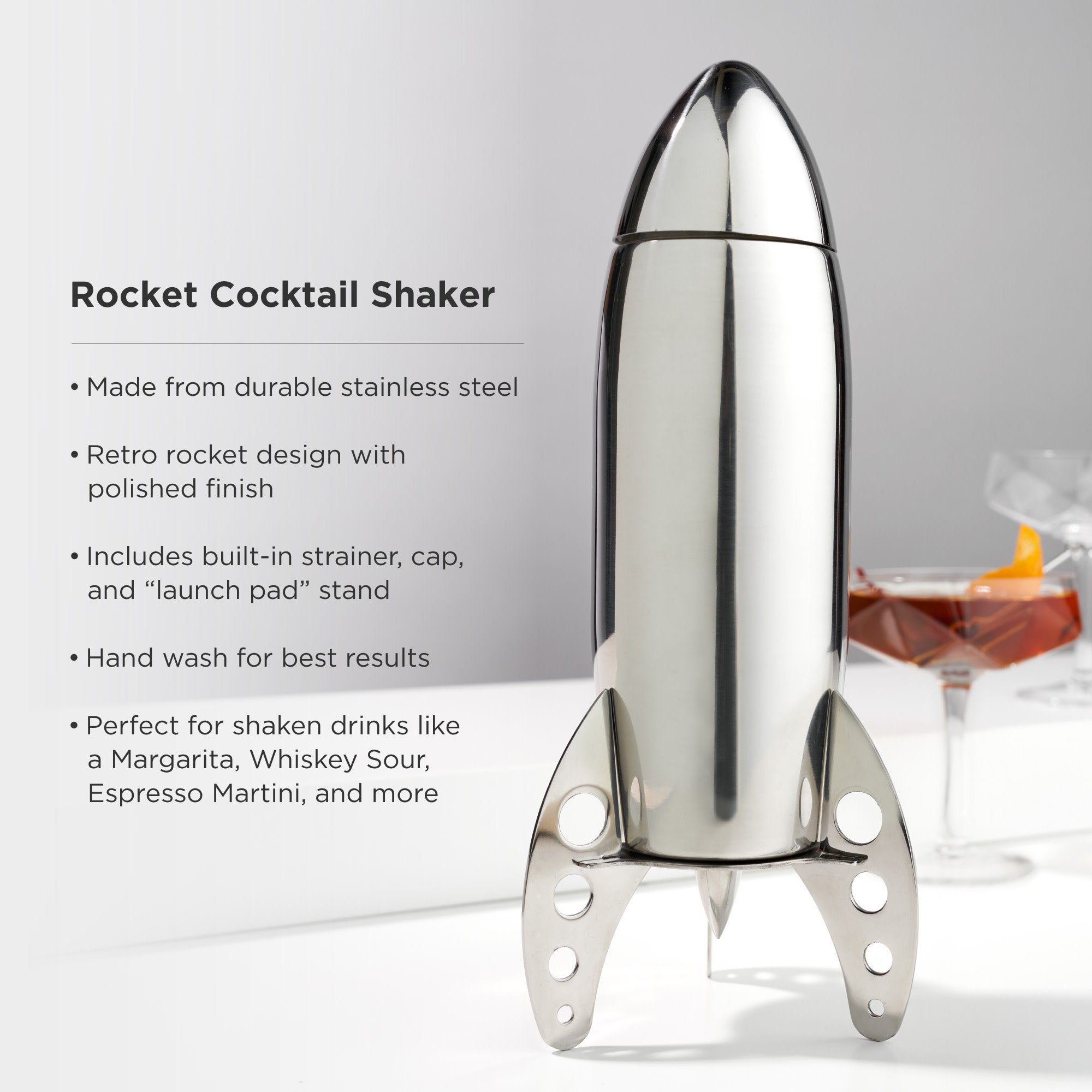 Irving Stainless Steel Rocket Cocktail Shaker - Decor Addict, LLC