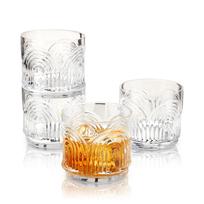Deco Beau Crystal Lowball Tumblers Set of 4 - Decor Addict, LLC