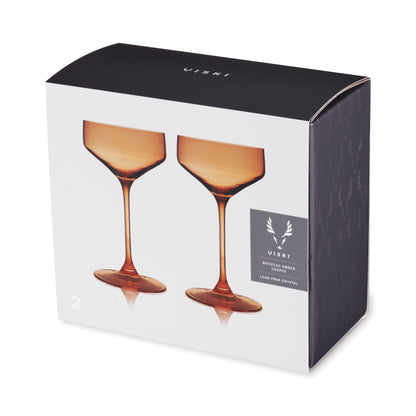 Reserve Nouveau Crystal Coupe Glasses in Amber Set of 2 - Decor Addict, LLC