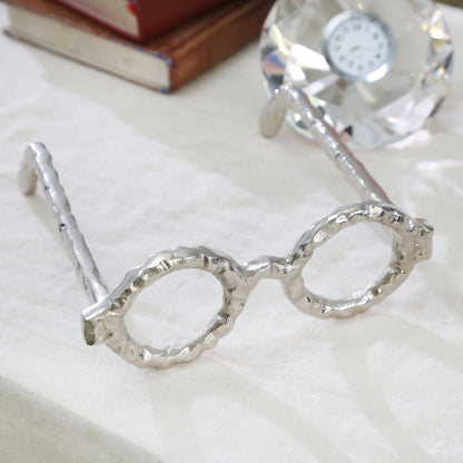 Aluminum Glasses Sculpture, Silver - Decor Addict, LLC