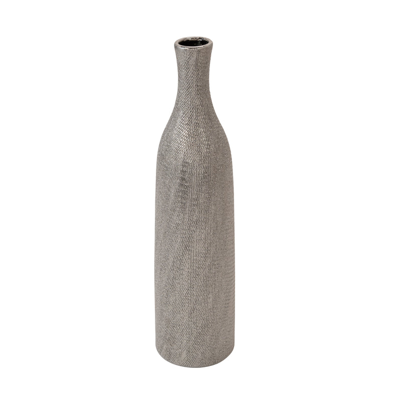 Ceramic 17.75" Vase, Silver