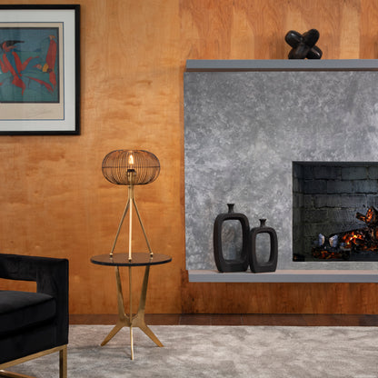 Cer, 14" Vase W/Cutout, Black - Decor Addict, LLC