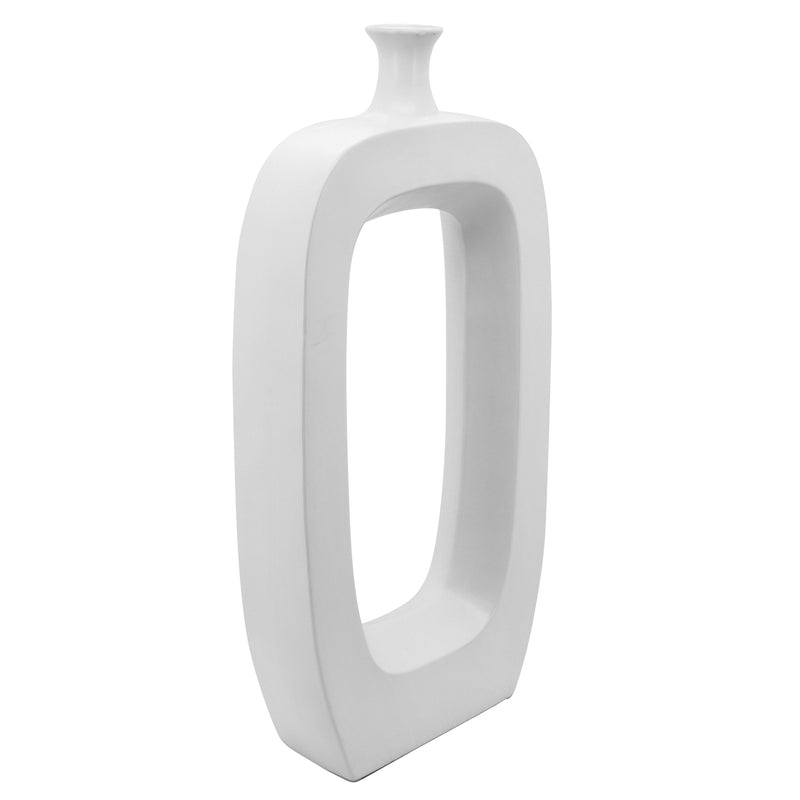 Ceramic, 24" Vase W/ Cut-Out, White