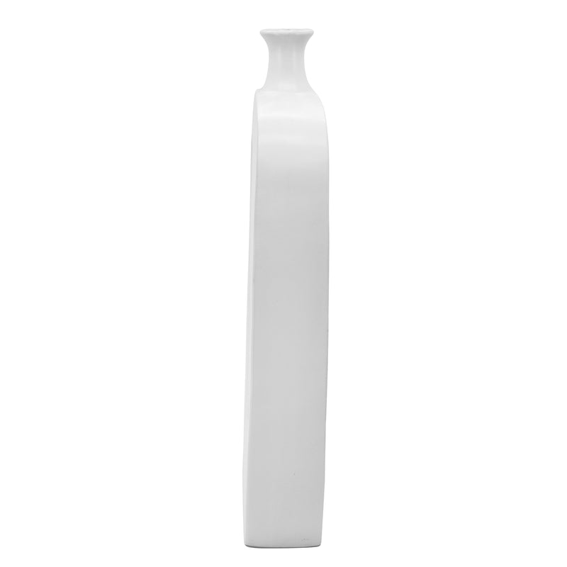 Céramique, Vase 24" AVEC/ Découpe, Blanc