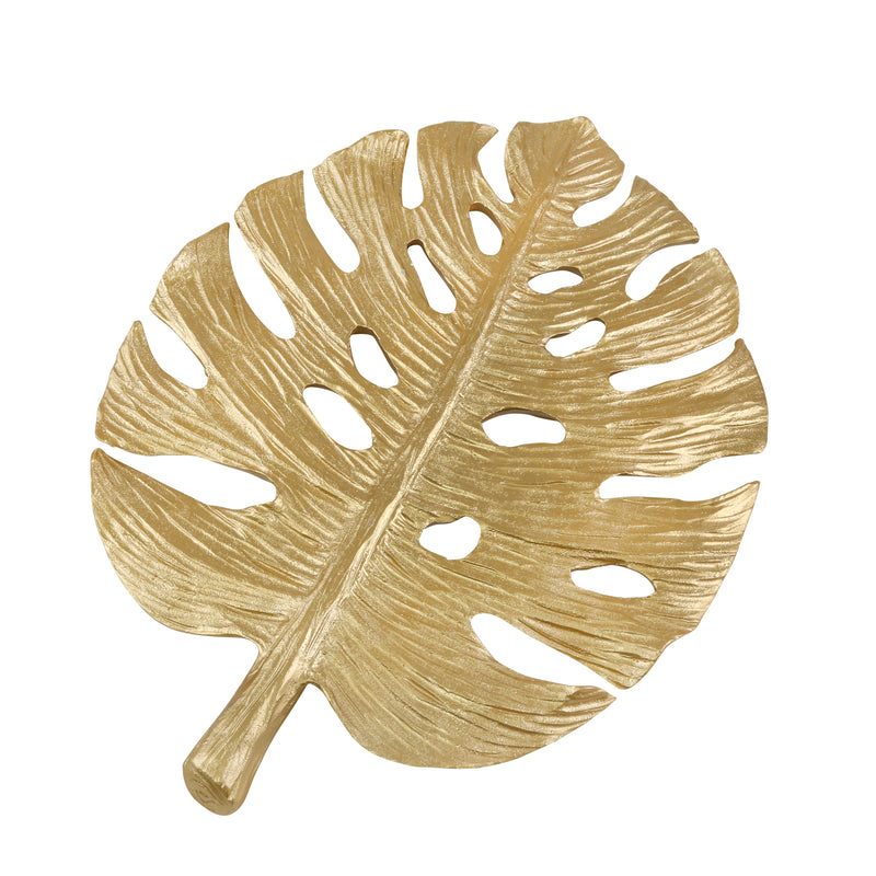 Resin 15.5" Philodendron Leafwall Decor, Gold
