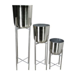 S/3 Metal Planters On Stand 40/30/20"H, Silver