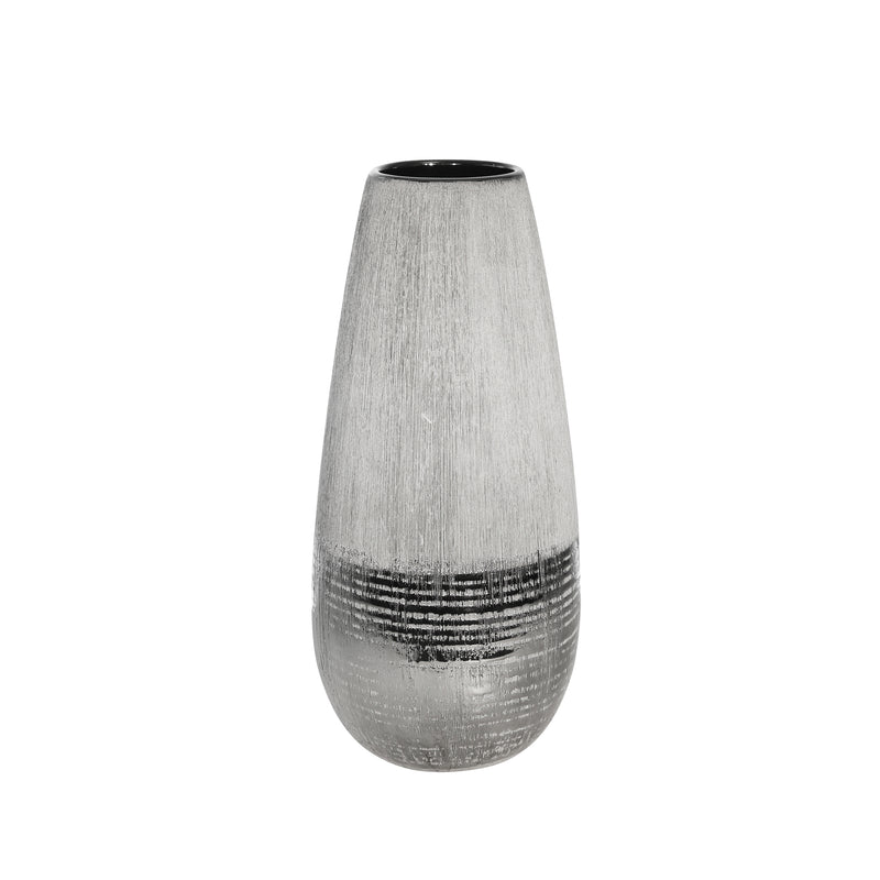 Ceramic 17" 2 Tone Vase, Gray