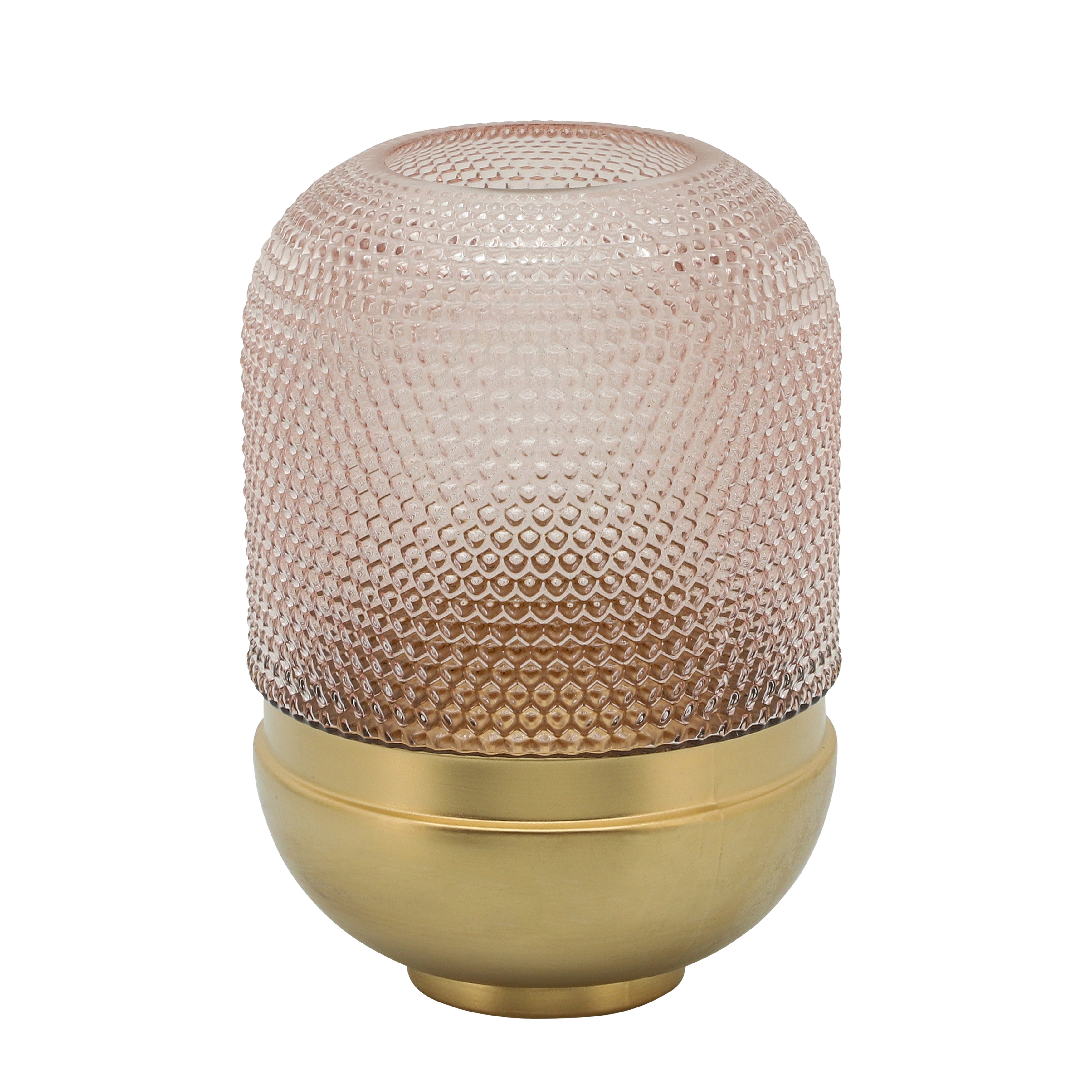 Glass 11", Textured Dots Vase, Pink/Gold - Decor Addict, LLC