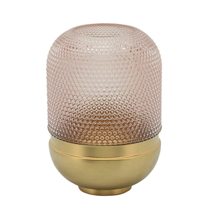 Glass 11", Textured Dots Vase, Pink/Gold - Decor Addict, LLC