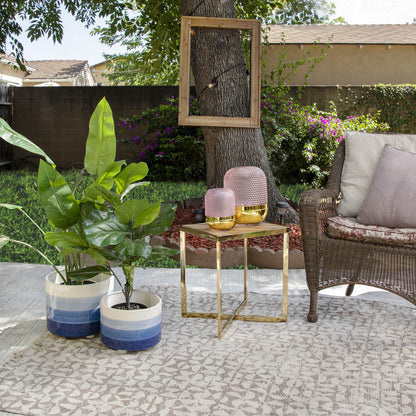 Glass 11", Textured Dots Vase, Pink/Gold - Decor Addict, LLC