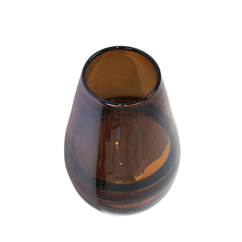Glass Handmade Oval Vase Collection, Brown