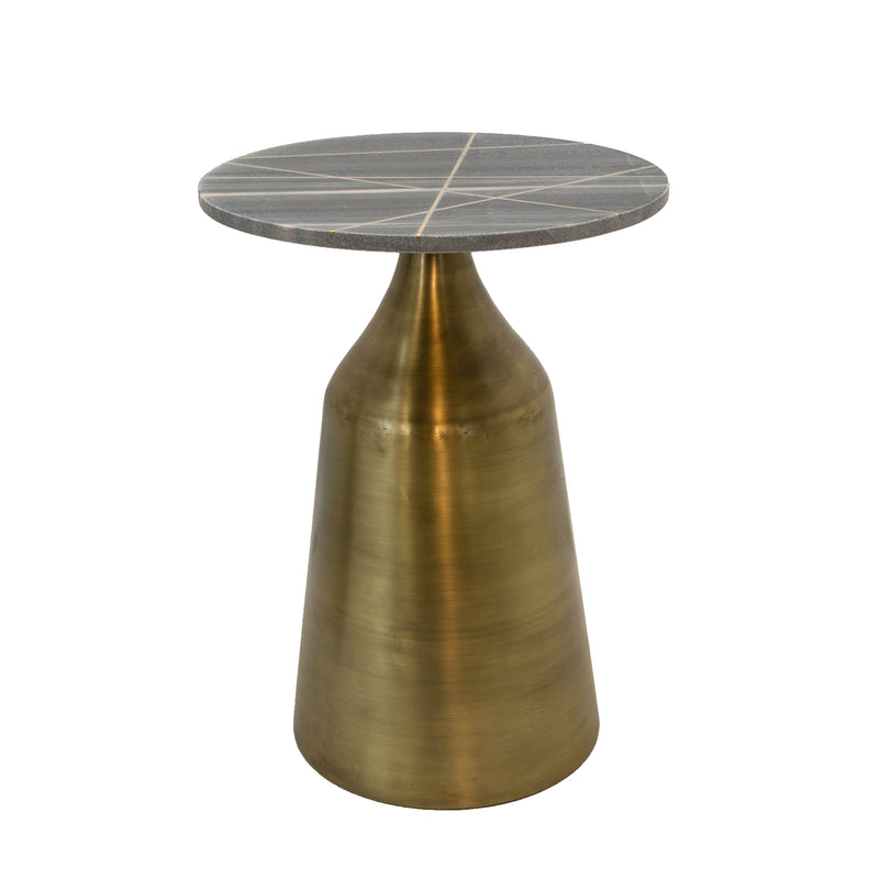 Table d'appoint ronde en métal/marbre 24 po AVEC/incrustation, gris