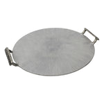 Metal 18" Round Tray W/ Handles, Silver
