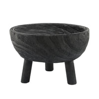 Wood 11" Bowl With Legs, Black - Decor Addict, LLC