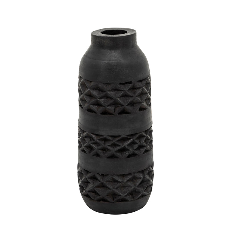 Wood 12" Stained Vase, Black