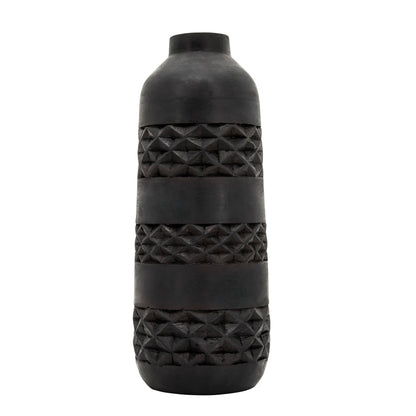 Wood 15" Stained Vase, Black - Decor Addict, LLC