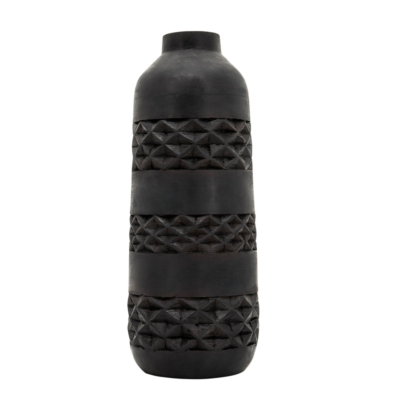 Vase teinté en bois de 15 po, noir