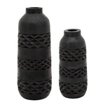 Vase teinté en bois de 15 po, noir