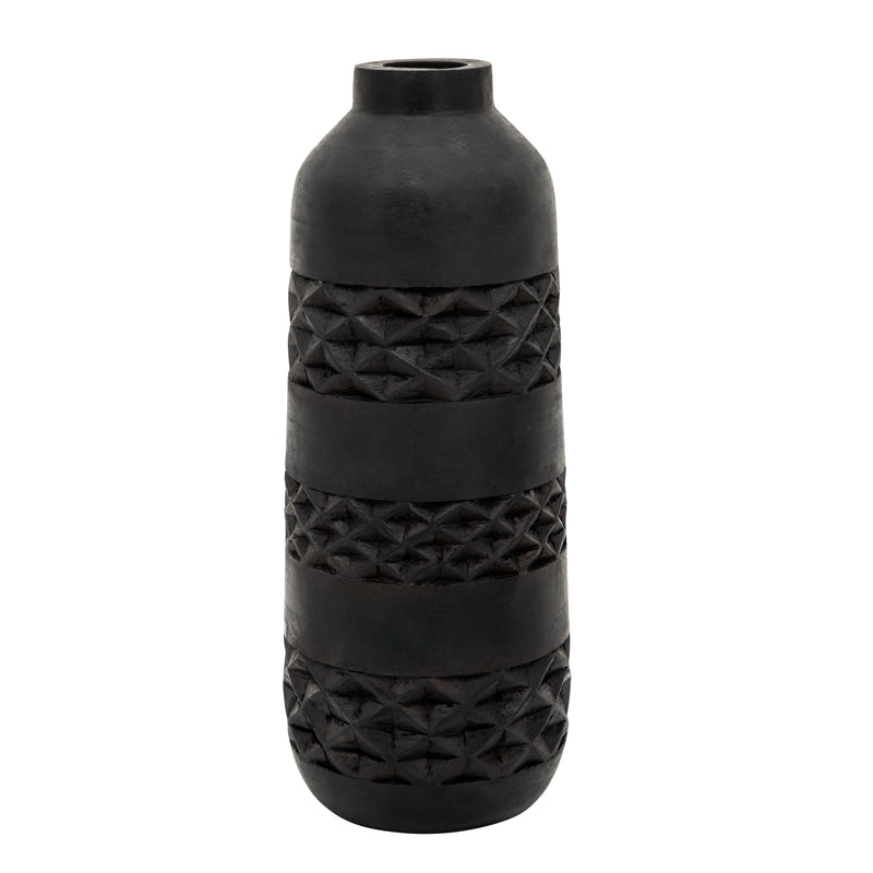 Wood 15" Stained Vase, Black
