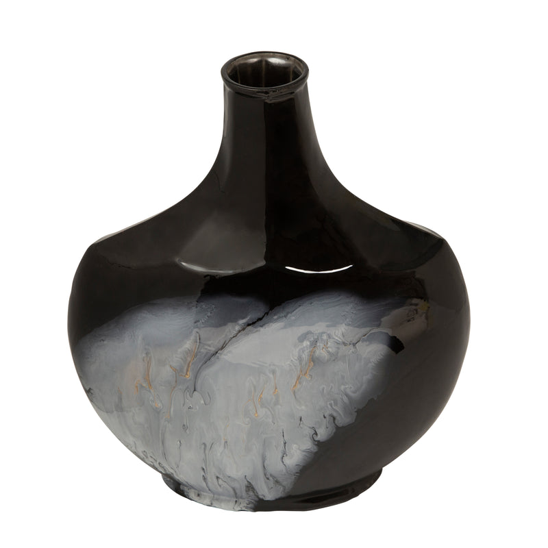 Vase en verre de 15 po H, noir