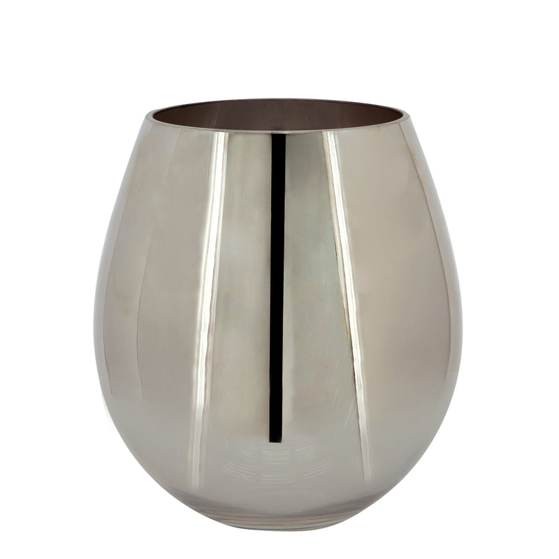 Glass 6"H Metallic Vase, Silver