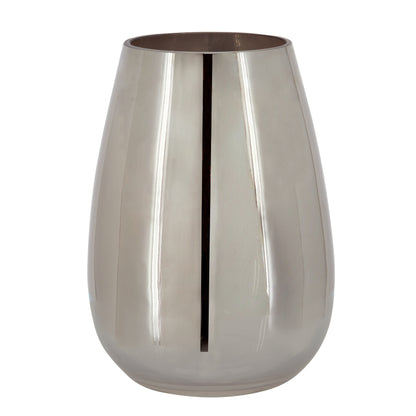 Glass 8"H Metallic Vase, Silver - Decor Addict, LLC