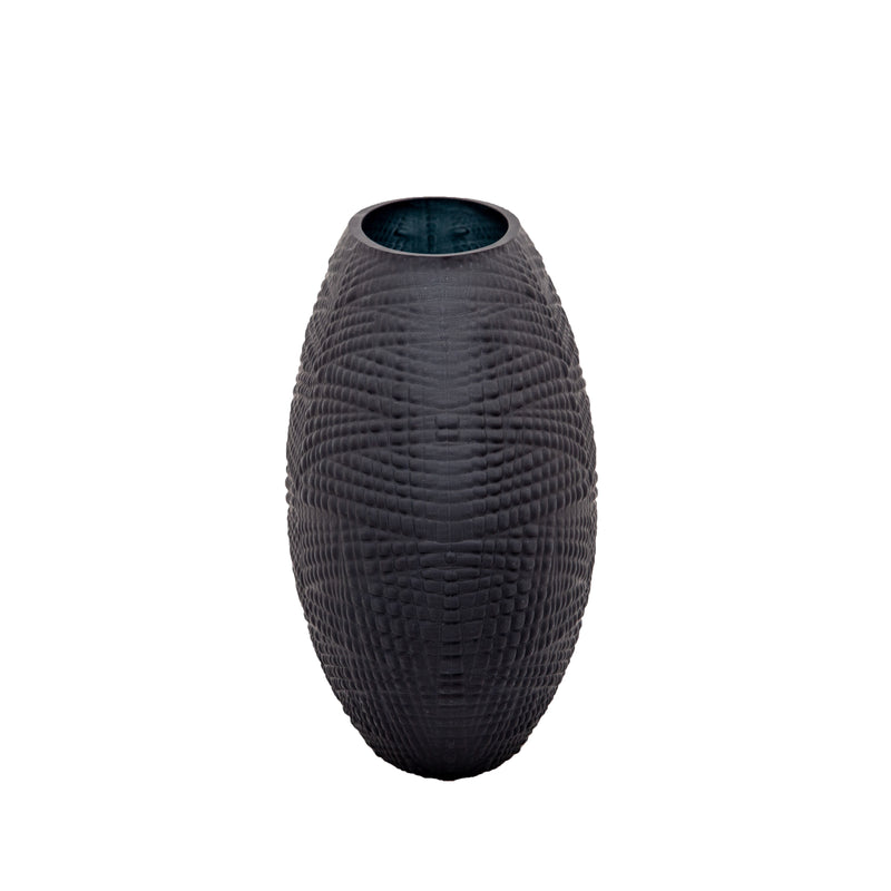 Vase texturé en verre de 8 po H, noir