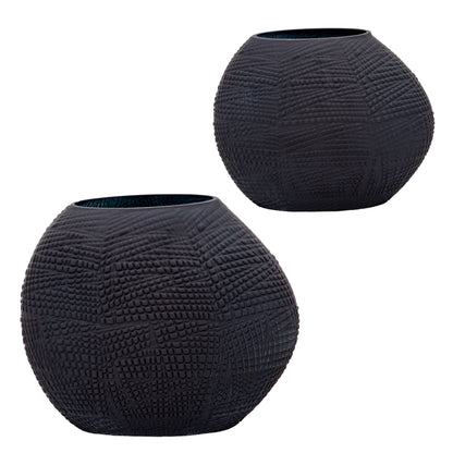 Glass 8"H Textured Vase, Black - Decor Addict, LLC