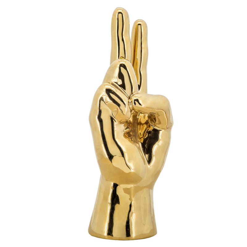 6"H Peace Sign Table Deco, Gold