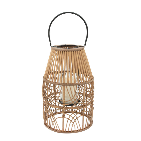 Wicker 17"H Lantern Natural - Decor Addict, LLC