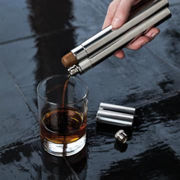 Porte-cigares en acier inoxydable et flacon de 2 oz par Viski®