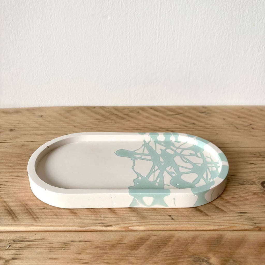 Green Splatter Oval Tray - Decor Addict, LLC