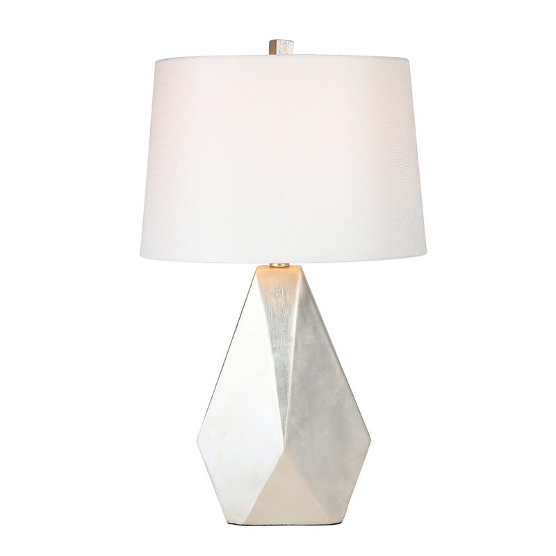 Resin  26" Multifaceted table lamp, Silver