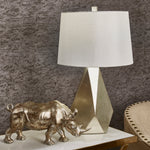 Resin  26" Multifaceted table lamp, Silver