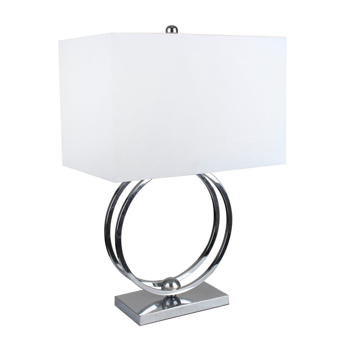 Metal 28" Double Circle Tablelamp, Silver - Decor Addict, LLC