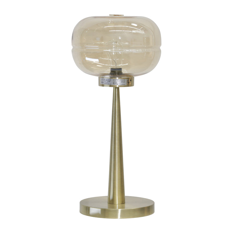 Lampe de table art déco métal/verre 26" ambre/or