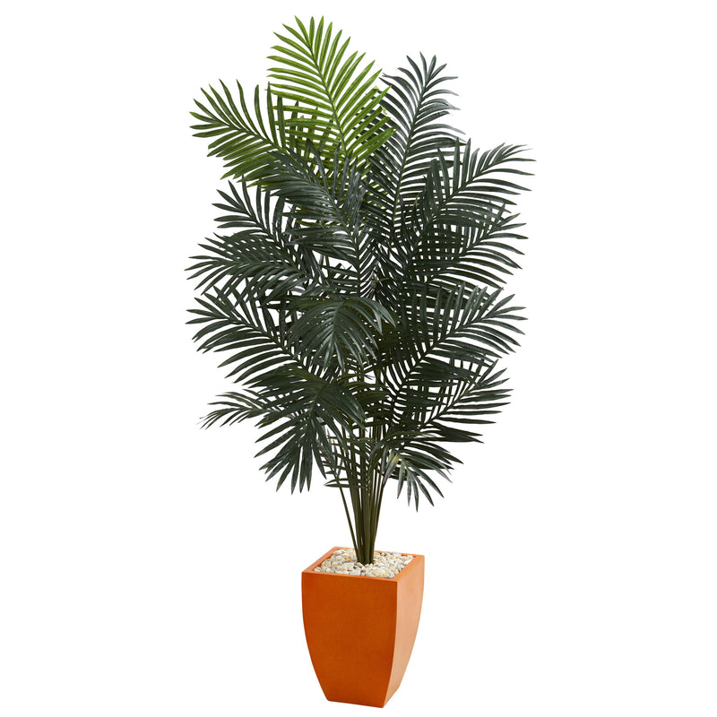 6.5’ Paradise Artificial Palm Tree in Orange Planter