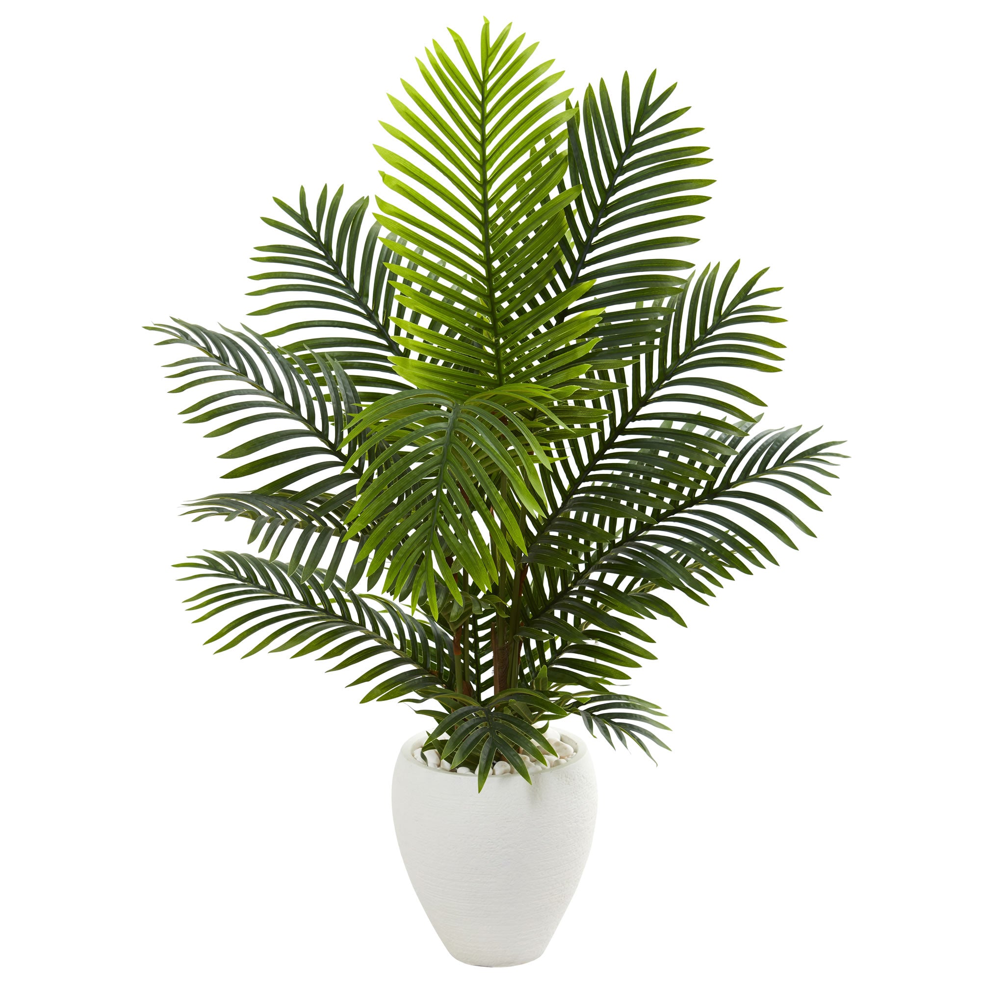 4.5' Paradise Palm Artificial Tree in White Planter - Decor Addict, LLC