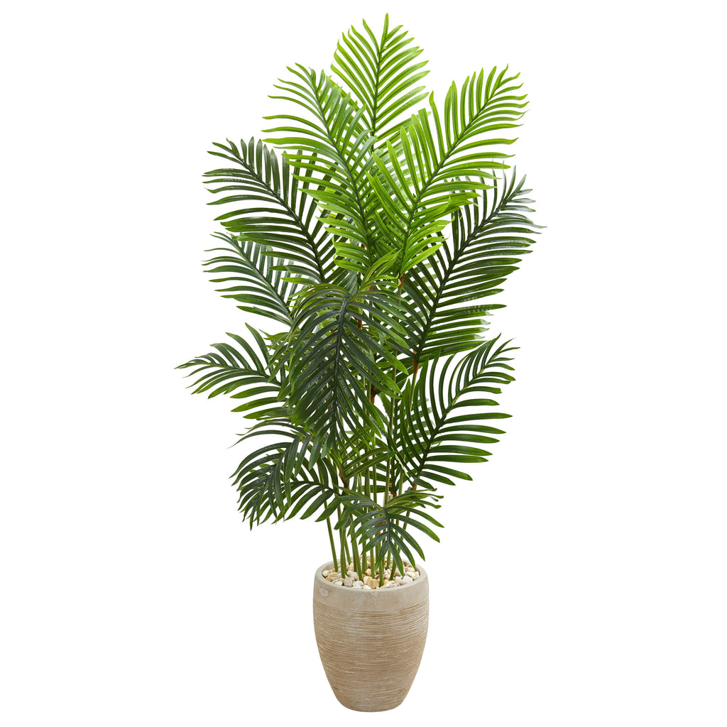 5' Paradise Palm Artificial Tree in Sand Colored Planter - Decor Addict, LLC