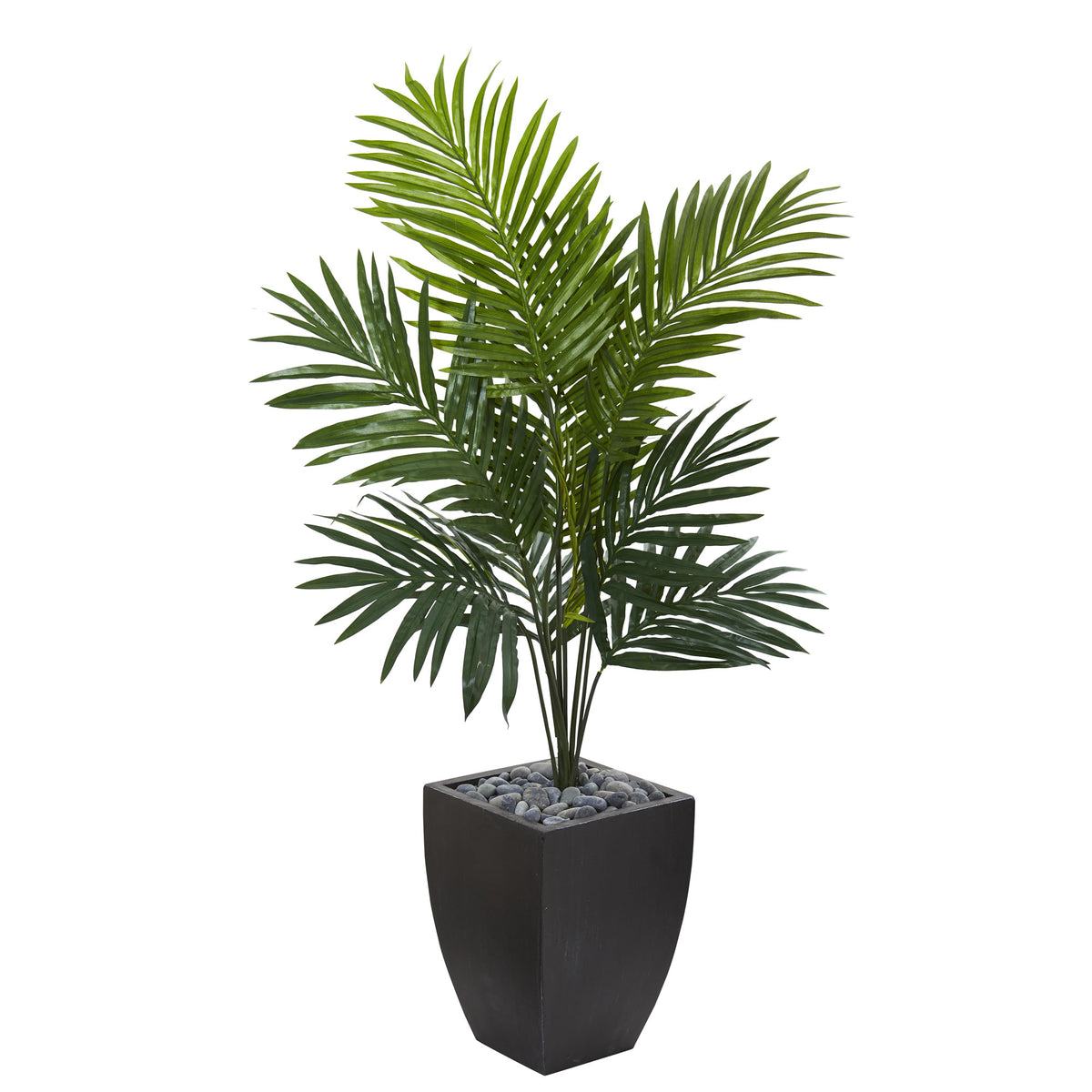 4.5' Kentia Palm Artificial Tree in Black Wash Planter - Decor Addict, LLC