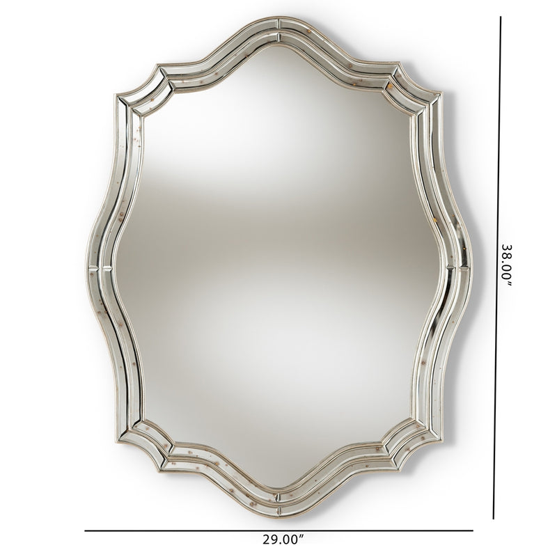 Baxton Studio Isidora Art Deco Antique Silver Finished Accent Wall Mirror
